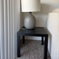 Black Side Table And Lamp