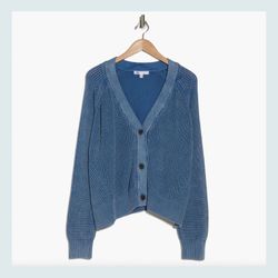Daniel Rainn V-Neck Cotton Cardigan In blue 