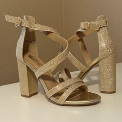✨ IDIFU Women’s Gold Sparkly Heels – Size US 5.5 ✨