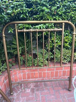 Vintage brass bed frame — headboard + footboard