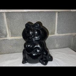 🖤 Vintage Black Garfield Ceramic Piggy Bank – Collectible Cat Coin Bank 🐾