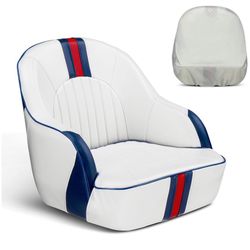 Premium Pontoon Boat Seat Captain Bucket Seat with Boat Seat Cover, Waterproof Boat Cabin Captain