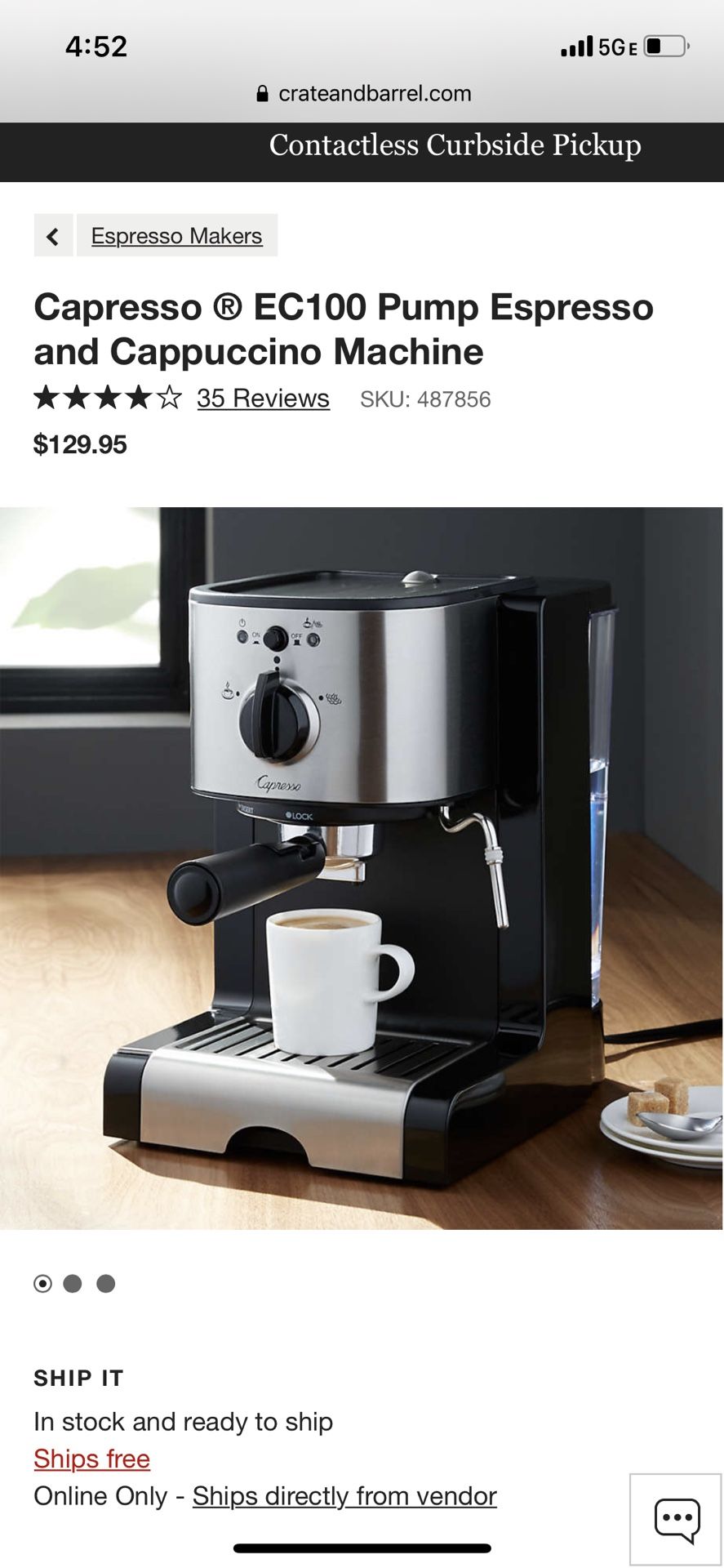 Cappreso EC100 Pump Espresso and Cappuccino Machine