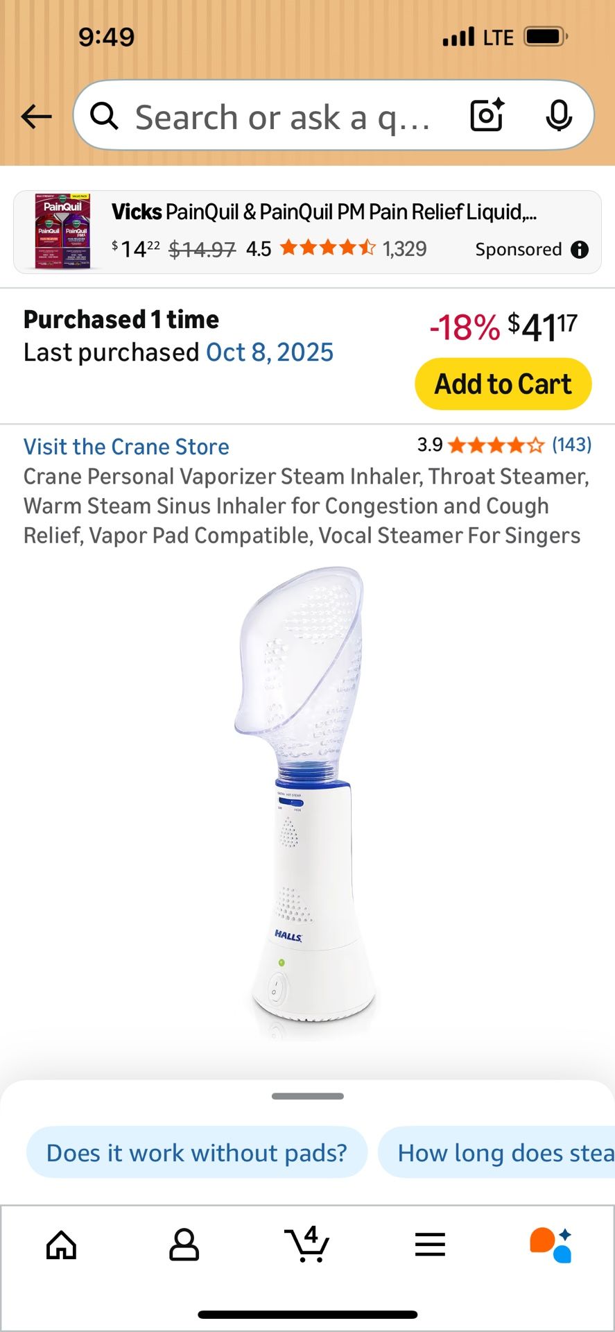 Halls Corded Inhaler. Brand New - Unused. $45 new. 