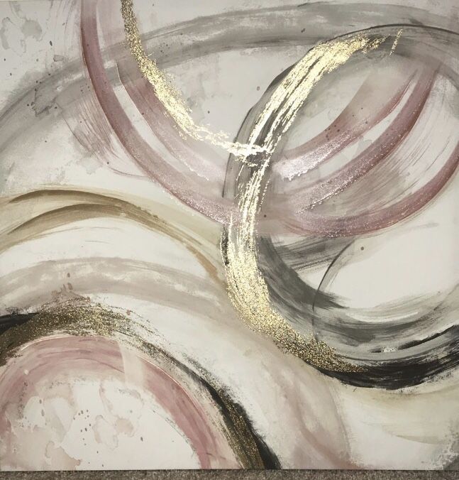 Pink and gold abstract wall art