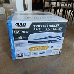 New Covercraft Adco Designer Series UV Hydro Travel Trailer RV Cover White And Blue Size 28’7” to 31’6” 