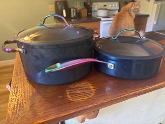 Black Cookware Set with Rainbow Handles
