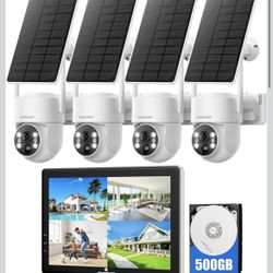 Solar Security Cameras Wireless Outdoor with 10" Monitor, new