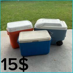 3 Coolers – 2 Igloo + 1 Coleman – $15 Total NEED GONE ASAP