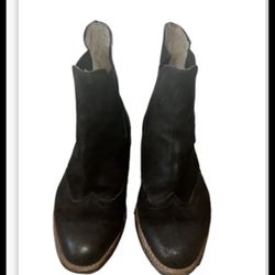 Mens Wingtip Black  Ankle Boots Size 12 US  Suede Pull On Chelsea Round Toe