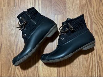 Sperry Saltwater Womens Black Outdoor Waterproof Quilted Duck Boots, Size 7.5