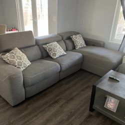 L Sofa USB Charging Port Headrest Recliner 