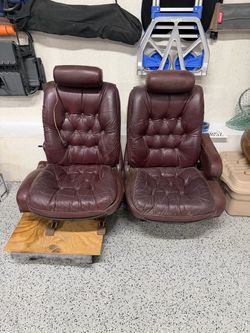 Pair of Vintage Tufted Leather Car Seats