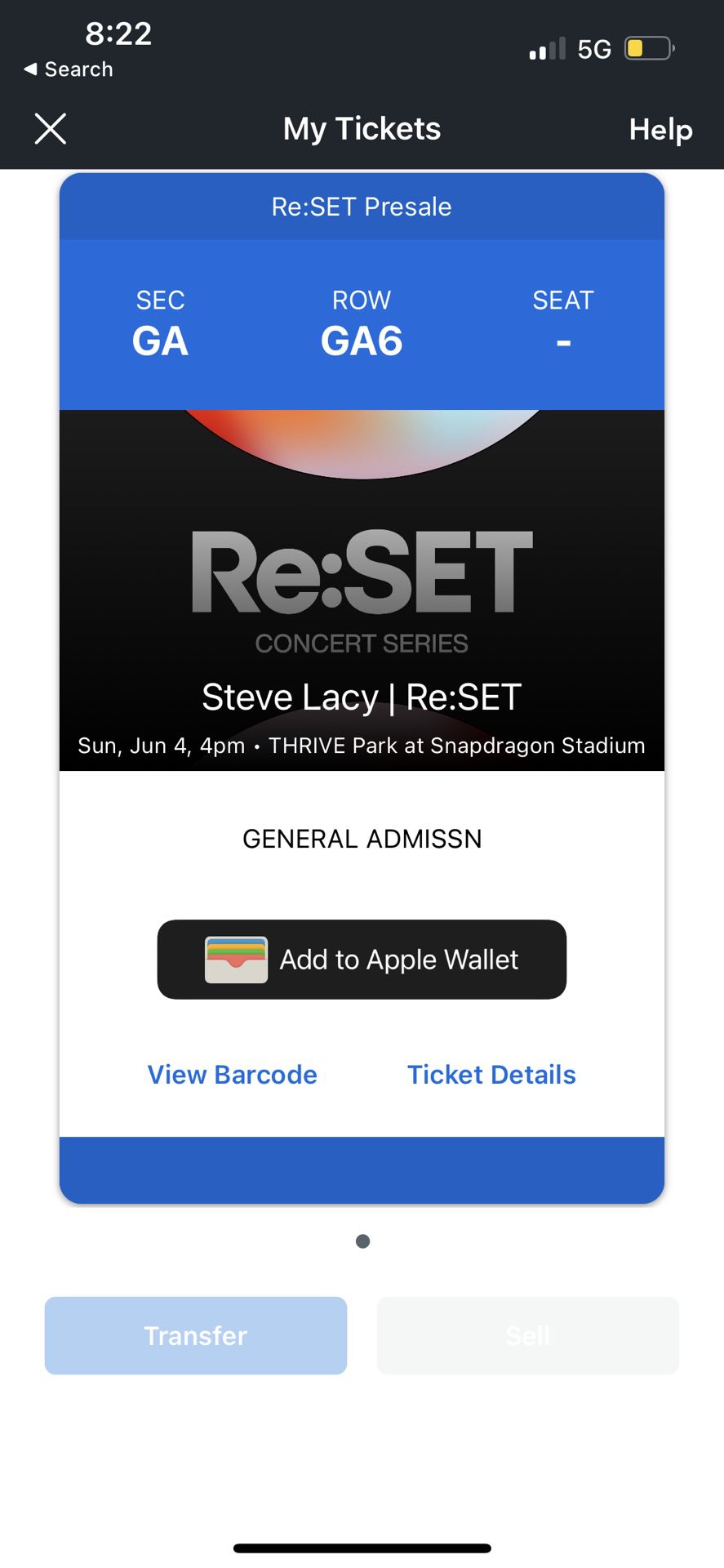STEVE LACY TICKETS re:set In Snapdragon Stadium 