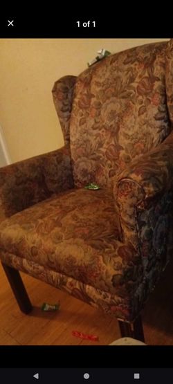 Vintage Floral Wingback Chair