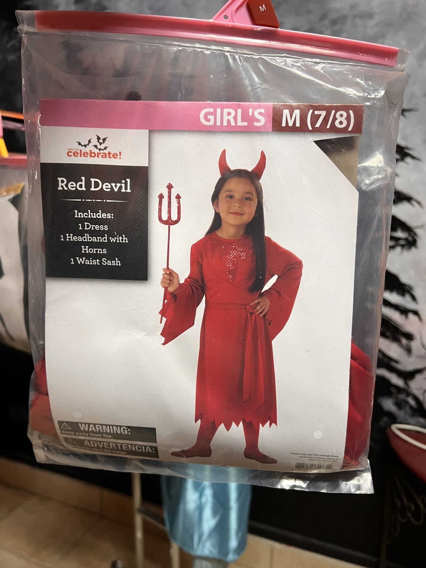 Girls Halloween Red Devil Costume New Médium 