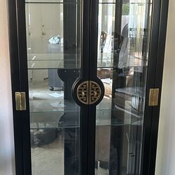 Black Asian Glass Cabinet