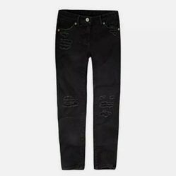 LEVI'S 710 Super Skinny Fit Distressed Black Jeans Caviar Girls size 12 regular