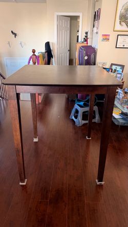 5 pc Dark Wood Bar Dining Table with Stools