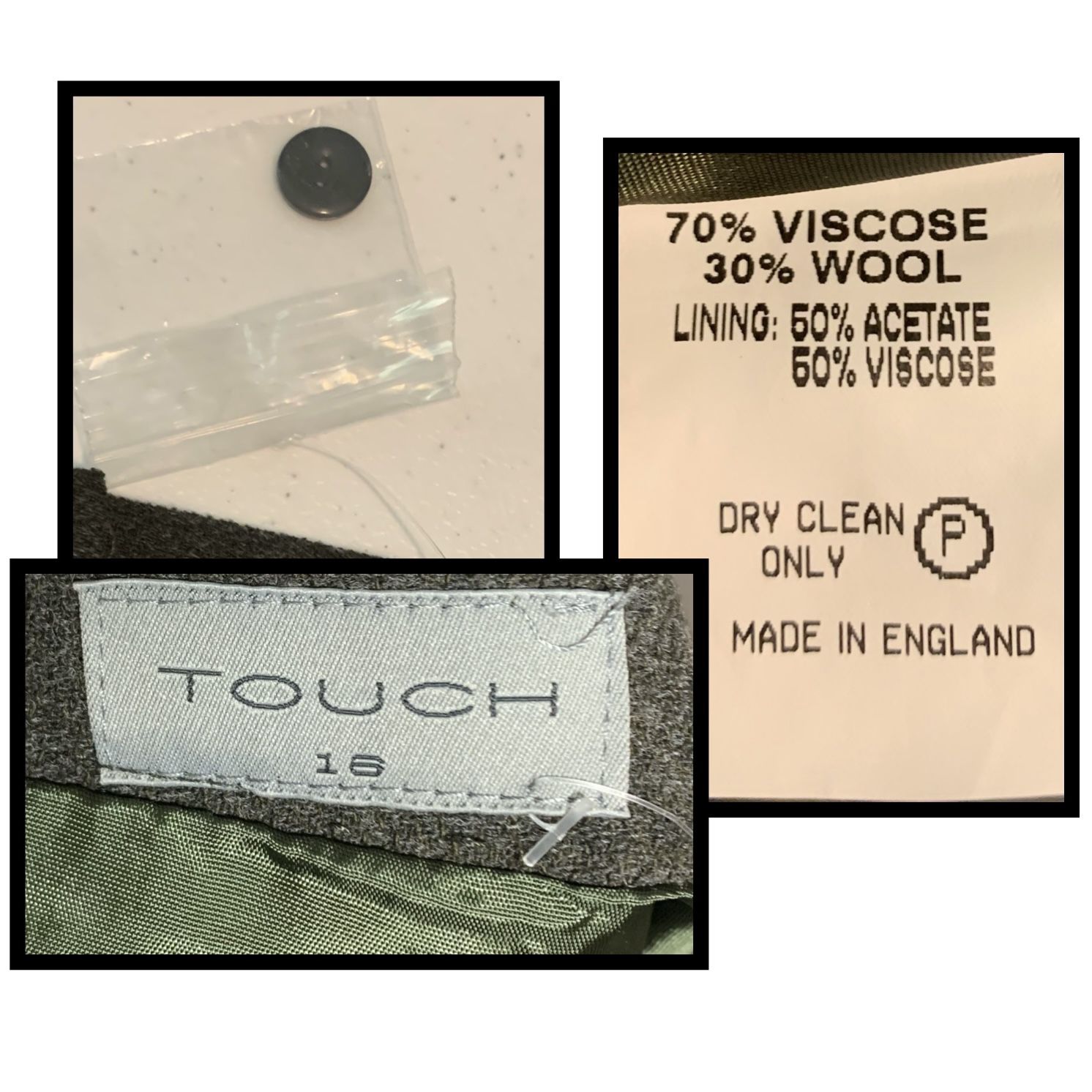 [Sz 16] NWT Touch Dark Gray Wool Blend Mini Pencil Skirt