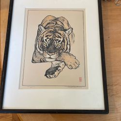 yoshida toshiba signed woodblock block print 