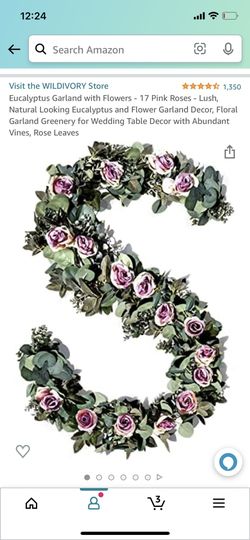 Eucalyptus Garland with Flowers - 17 Pink Roses