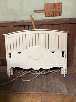 White Wood Bed Headboard and Footboard