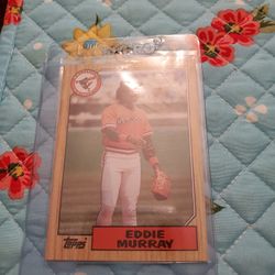 Eddie Murray 1987 Topps Error Darker Wood Grain Baseball Card 