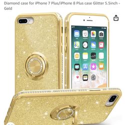 CHEZEAL Compatible with iPhone 7 Plus case for Women Girls,iPhone 8 Plus case with Ring Stand,Slim Fit Cute Sparkle Diamond case for iPhone 7 Plus/iPh