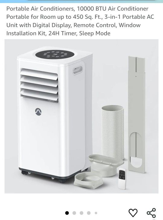 Portable Air Conditioners, 10000 BTU Air Conditioner Portable for Room up to 450 Sq. Ft., 3-in-1 Portable AC Unit with Digital Display, Remote Control