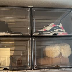 Plastic Shoe Box Set Foldable Storage Home Clear Organizer Rack Stack