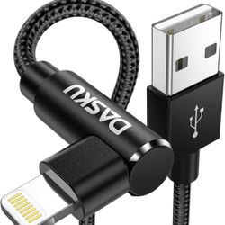 90 Degree iPhone Charging Cable 2Pack 10ft Right Angle Nylon Braided Lightning Charger Cord Compatible with iPhone 14 13 12 11 Pro Max XS XR X 8 7 6 5