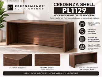 NEW Office Desk / Credenza – Modern Walnut – PL1129 – Brand New in Box