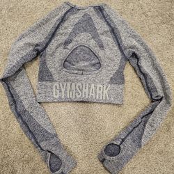 Gymshark Long Sleeve Crop Top Women's XS Gray  Open Back Fitted Workout Shirt