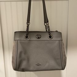Coach Turnlock Edie Purse - Gray Leather
