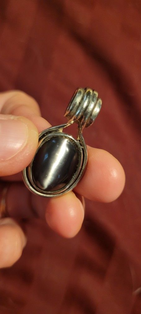 Black Cats Eye Sterling Pendant