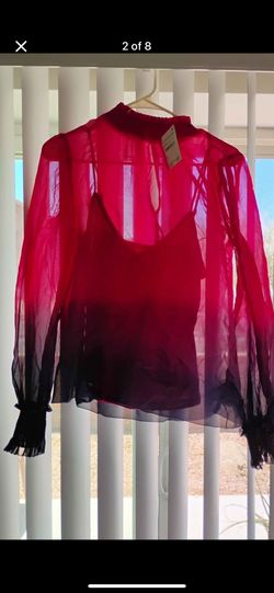 Nordstrom rack "raspberry Dip" sheer Blouse NEW w,/tags was 264.00 marked down to 99.97! size xs Brand Cami NYC 100 pct SILK* Dry Clean only