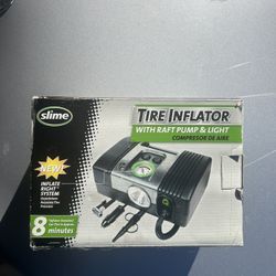slime tire inflator with raft pump and light