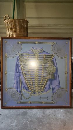RARE Authentic HERMES Scarf Silk BRANDEBOURGS Pastel Blue Color