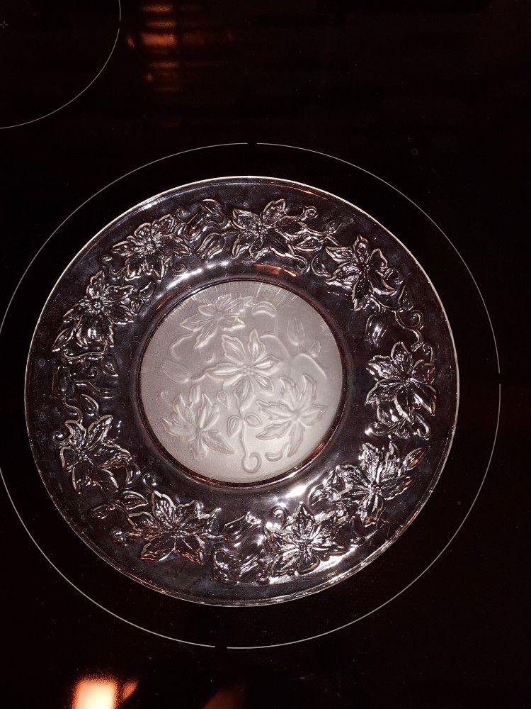 Princess House Vintage Crystal Poinsettia Snack Plate