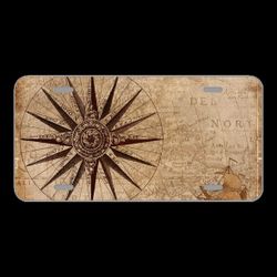 License Plare Novelty Car Front Compass Map Nautical Antique