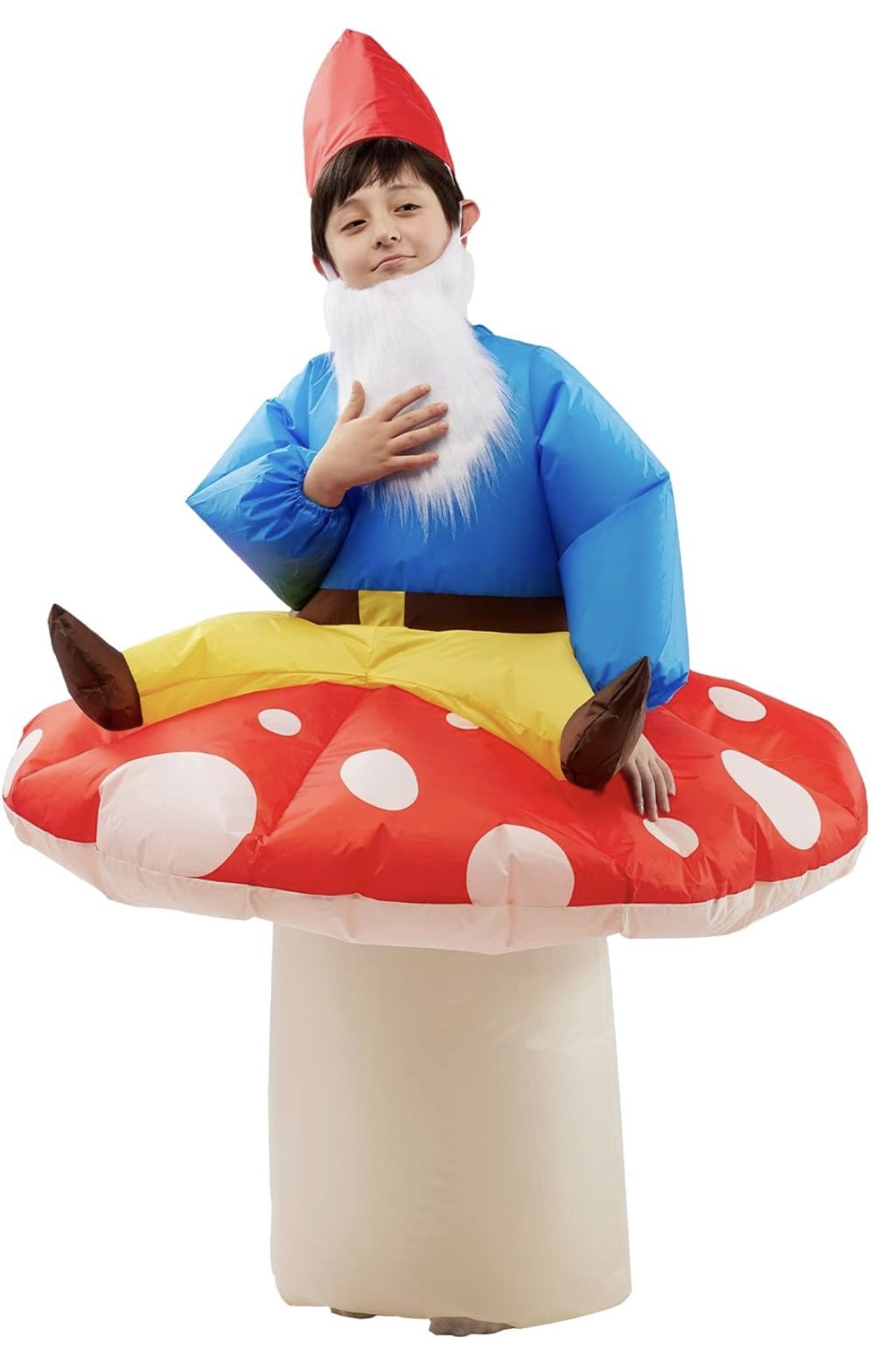 Gnome on mushroom inflatable costume