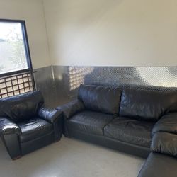 Faux Leather Loveseat  And Armchair