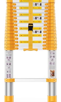 Telescoping Ladder, 15.5FT Aluminum Collapsible Ladder w/Non-Slip Feet, Telescopic Ladders Heavy Duty Ladder for Household, Outdoor Work 330 lbs Load 