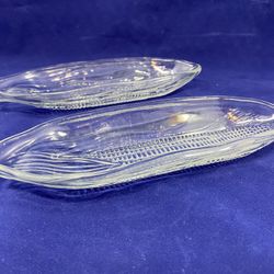 2 Vintage Corn On The Cob Glass Holders