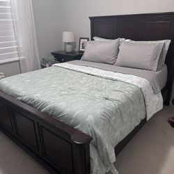 Queen Bed With Mattress And Side table 