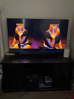 Black Entertainment Center with 55” Hisense Roku Smart TV