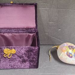 Beautiful 2001 Handpainted Angel Blown Glass Ornament With Original Box 