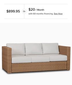 Outdoor Wicker Patio Sofa – All-Weather 3-Seat Couch