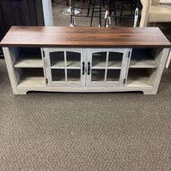 Farmhouse TV Stand for 65 Inch TV, Wood Entertainment Center with Glass Door Storage Cabinet & Adjustable Shelves